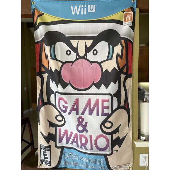 Game & Wario 5ft Flag Nintendo Wii U 2013 Banner Poster Super Mario Bros